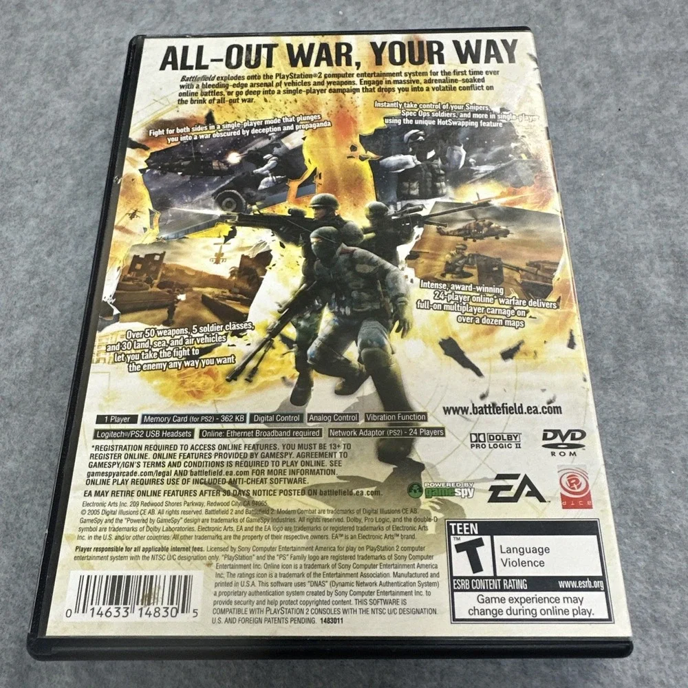 PlayStation 2‎ Battlefield 2: Modern Combat (Sony PS2, 2005) No Manual
